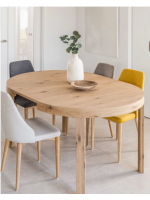 ACELER table Ø 120 cm extendable 170 cm structure in solid oak and oak veneered top