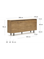 BEATRIZ sideboard 200x88 h in solid acacia wood design living home