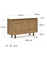 BEATRIZ madia 150x88 h in legno massello di acacia design living casa