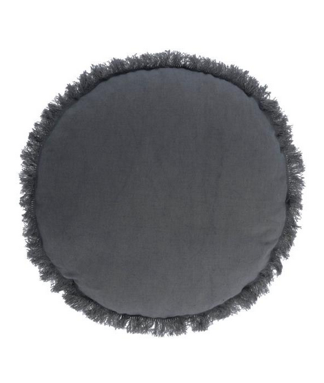 MISS cuscino rotondo Ø 45 cm in tessuto sfoderabile cotone e lino grigio blu avio
