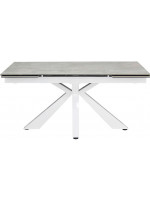 BEVERLY Tisch 160x90 ausziehbar 240 cm mit feuerfester Melaminglasplatte und lackierter Metallstruktur