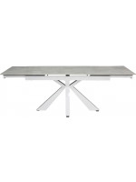 BEVERLY Tisch 160x90 ausziehbar 240 cm mit feuerfester Melaminglasplatte und lackierter Metallstruktur