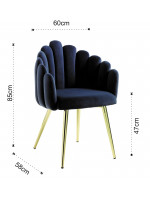 CONCHIGLIA design armchair in velvet and gold legs