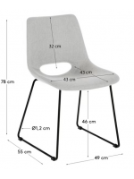 ATON en tela y silla de diseño de patas de metal negro