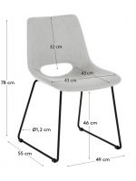 ATON en tissu et chaise design avec pieds en métal noir