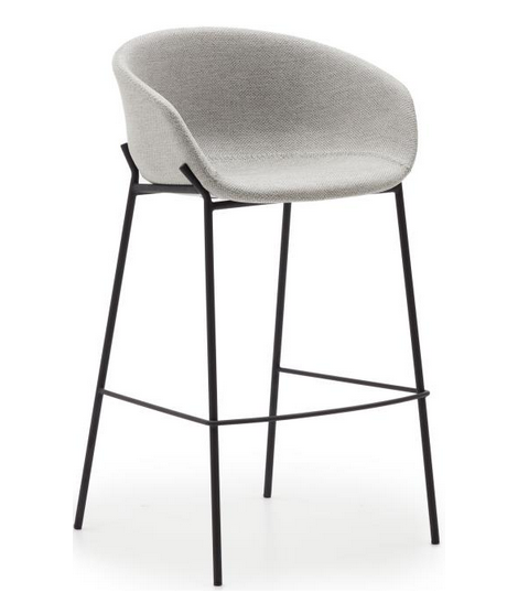 PRIMA Taburete de 74 o 65 h con asiento en tejido antimanchas y patas de metal diseño home contract