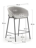 PRIMA Taburete de 74 o 65 h con asiento en tejido antimanchas y patas de metal diseño home contract
