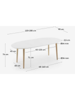 OQUI 120 o 140 o 160 cm ovale allungabile bianco o marrone piano laccato tavolo