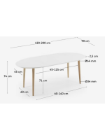 OQUI 120 oder 140 oder 160 cm ausziehbaren ovalen Tisch lackiert weiß