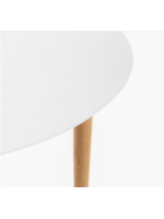 BOCK round diam 90 extendable top in white lacquered wood and legs in natural beech table