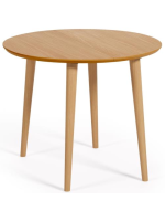 CAROLA table ronde diam 90 extensible 170 cm plateau en MDF plaqué chêne et pieds en bois massif