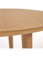 CAROLA table ronde diam 90 extensible 170 cm plateau en MDF plaqué chêne et pieds en bois massif