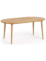 CAROLA round table diam 90 extendable 170 cm oak veneered MDF top and solid wood legs