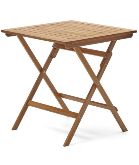 EZIO Table pliante 70x70 en bois d'acacia pour jardin extérieur ou terrasse