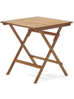 EZIO Table pliante 70x70 en bois d'acacia pour jardin extérieur ou terrasse