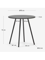 OSCAR Table diamètre 70 cm en acier gris pour usage extérieur