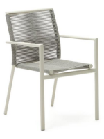 GRENC chair with armrests in rope and white aluminum design for outdoor garden or terrace home bar ice cream parlors stackable