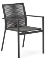 EDIT chaise avec accoudoirs en corde et aluminium gris design pour extérieur jardin ou terrasse home bar glaciers empilable