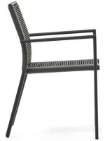 EDIT chair with armrests in rope and gray aluminum design for outdoor garden or terrace home bar ice cream parlors stackable