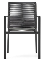 EDIT chair with armrests in rope and gray aluminum design for outdoor garden or terrace home bar ice cream parlors stackable