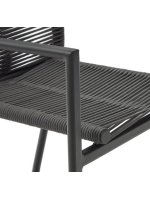 EDIT chaise avec accoudoirs en corde et aluminium gris design pour extérieur jardin ou terrasse home bar glaciers empilable