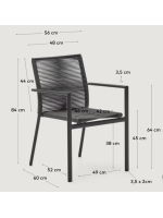 EDIT chair with armrests in rope and gray aluminum design for outdoor garden or terrace home bar ice cream parlors stackable