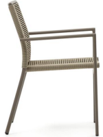 BATED chair with armrests in rope and brown aluminum design for outdoor garden or terrace home bar ice cream parlors stackable