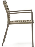 BATED sedia con braccioli in corda e alluminio marrone design per esterno giardino o terrazzo casa bar gelaterie impilabile