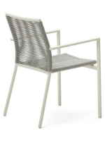 GRENC chair with armrests in rope and white aluminum design for outdoor garden or terrace home bar ice cream parlors stackable