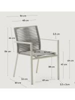 GRENC silla con reposabrazos en cuerda y aluminio blanco diseño para exterior jardín o terraza hogar bar heladerías apilable