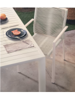 GRENC silla con reposabrazos en cuerda y aluminio blanco diseño para exterior jardín o terraza hogar bar heladerías apilable