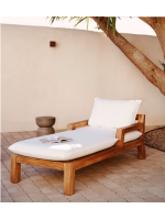 ILARY Tumbona chaise longue en madera de teca para jardín exterior terrazas e interior hogar o contract