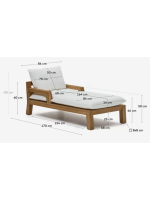 ILARY Tumbona chaise longue en madera de teca para jardín exterior terrazas e interior hogar o contract