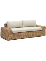 FLORIS Sofa 220x95 in Synthetic Rattan and removable cushions for outdoor garden terraces house hotel chalet bar restaurants