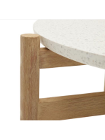BAGAR tavolino diametro 90 cm in legno massello e piano in cemento