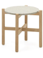 BAGAR coffee 55 cm diameter table in solid wood and cement top