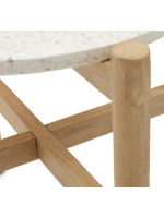 BAGAR coffee 55 cm diameter table in solid wood and cement top