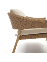 BAGAR Ensemble de 2 fauteuils et un canapé en rotin et en bois massif et amovibles et coussins hydrofuges pour l'extérieur
