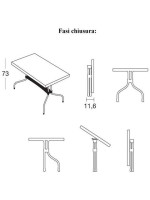 RIBALTO 140x80 folding table in white resin for outdoor garden terraces