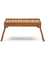DODY 65x34 petite table avec plateau en bois d'acacia pour jardin terrasse maison ou contract