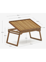 DODY 65x34 small table with tray in acacia wood for garden terrace home or contract