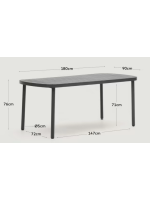 EMANNA 180x90 table alu gris pour terrasse jardin