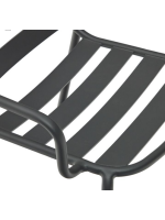 POLLON Chaise empilable en aluminium gris avec accoudoirs maison jardin terrasse bar café restaurants hôtel