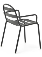 POLLON in gray aluminum stackable chair with armrests home garden terrace bar cafe restaurants hotel ice cream parlors