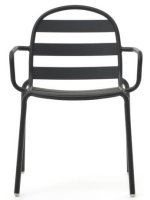 POLLON in gray aluminum stackable chair with armrests home garden terrace bar cafe restaurants hotel ice cream parlors