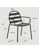 POLLON in gray aluminum stackable chair with armrests home garden terrace bar cafe restaurants hotel ice cream parlors