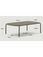 GRENA 110x62 cm Couchtisch aus grünem Aluminium für die Gartenterrasse im Freien