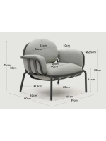 MATER in gray aluminum and cushions in water repellent removable washable armchair
