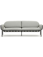 MATER 225 cm in grauem Aluminium und Kissen aus waschbarem abnehmbarem wasserabweisendem Stoff 3 Sitzer Sofa