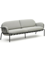 MATER 225 cm in grauem Aluminium und Kissen aus waschbarem abnehmbarem wasserabweisendem Stoff 3 Sitzer Sofa